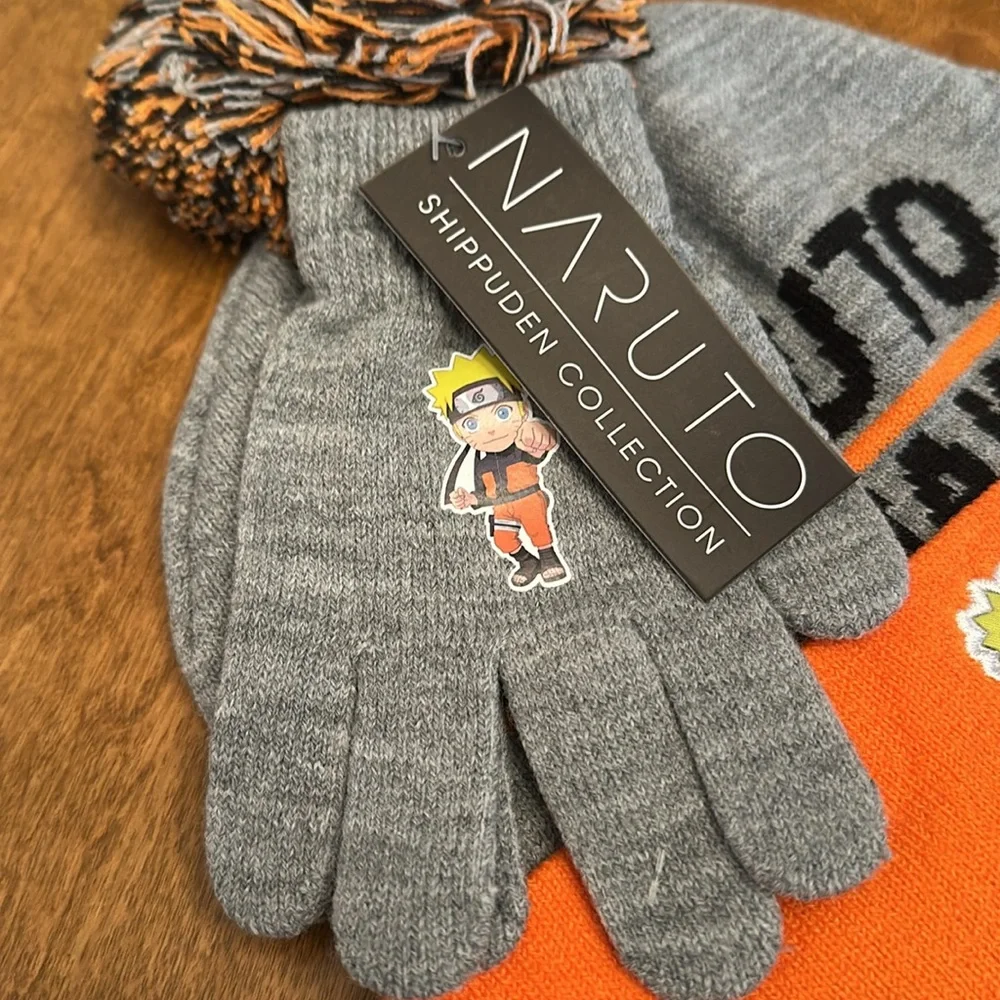 Bioworld kids youth Naruto beanie and glove set